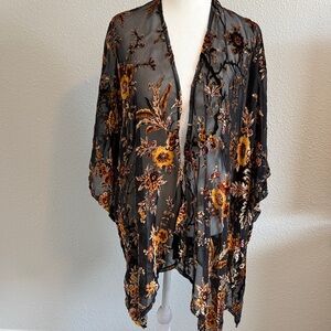 Floral Sheer Burnout Kimono Jacket